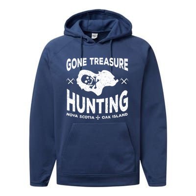 Gone Treasure Hunting Oak Island Templar Vintage Metal Detec Gift Performance Fleece Hoodie