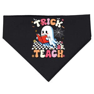 Groovy Teacher Halloween Retro Trick Or Teach Floral Ghost USA-Made Doggie Bandana