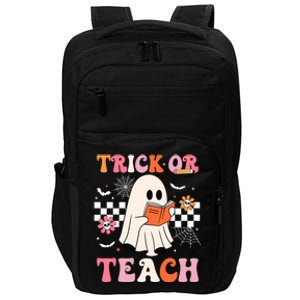 Groovy Teacher Halloween Retro Trick Or Teach Floral Ghost Cool Gift Impact Tech Backpack