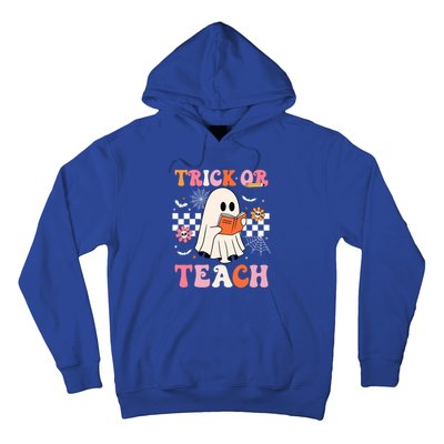 Groovy Teacher Halloween Retro Trick Or Teach Floral Ghost Cool Gift Hoodie