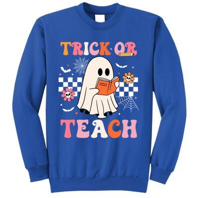 Groovy Teacher Halloween Retro Trick Or Teach Floral Ghost Cool Gift Sweatshirt