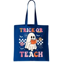 Groovy Teacher Halloween Retro Trick Or Teach Floral Ghost Cool Gift Tote Bag