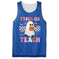 Groovy Teacher Halloween Retro Trick Or Teach Floral Ghost Cool Gift Mesh Reversible Basketball Jersey Tank