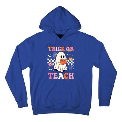 Groovy Teacher Halloween Retro Trick Or Teach Floral Ghost Cool Gift Tall Hoodie