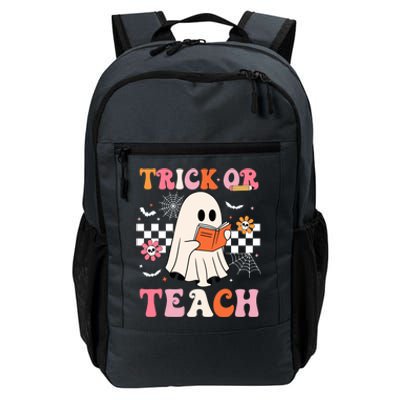 Groovy Teacher Halloween Retro Trick Or Teach Floral Ghost Cool Gift Daily Commute Backpack