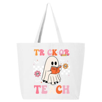 Groovy Teacher Halloween Retro Trick Or Teach Floral Ghost Cool Gift 25L Jumbo Tote