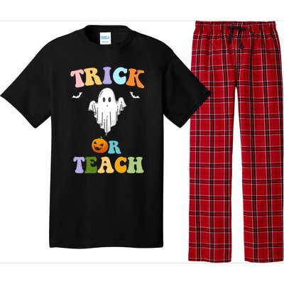 Groovy Teacher Halloween Trick Or Teach Retro Floral Ghost Great Gift Pajama Set