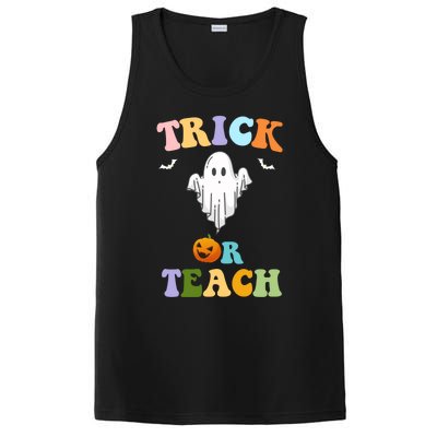 Groovy Teacher Halloween Trick Or Teach Retro Floral Ghost Great Gift PosiCharge Competitor Tank