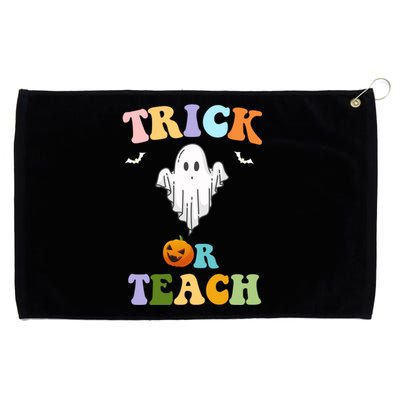 Groovy Teacher Halloween Trick Or Teach Retro Floral Ghost Great Gift Grommeted Golf Towel