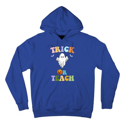 Groovy Teacher Halloween Trick Or Teach Retro Floral Ghost Great Gift Hoodie