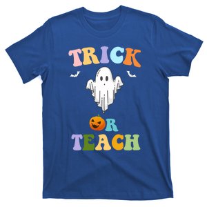 Groovy Teacher Halloween Trick Or Teach Retro Floral Ghost Great Gift T-Shirt