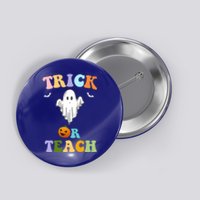 Groovy Teacher Halloween Trick Or Teach Retro Floral Ghost Great Gift Button