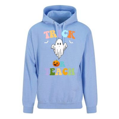 Groovy Teacher Halloween Trick Or Teach Retro Floral Ghost Great Gift Unisex Surf Hoodie