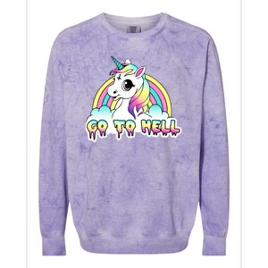 Go To Hell Pastel Goth Unicorn Colorblast Crewneck Sweatshirt