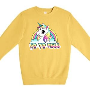 Go To Hell Pastel Goth Unicorn Premium Crewneck Sweatshirt