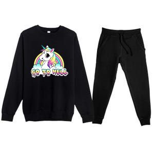 Go To Hell Pastel Goth Unicorn Premium Crewneck Sweatsuit Set