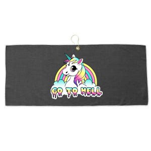 Go To Hell Pastel Goth Unicorn Large Microfiber Waffle Golf Towel