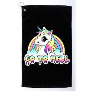 Go To Hell Pastel Goth Unicorn Platinum Collection Golf Towel