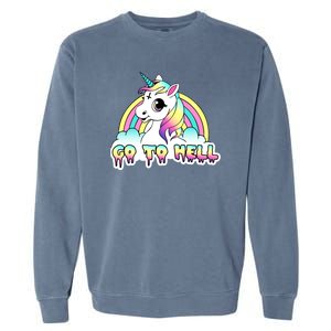 Go To Hell Pastel Goth Unicorn Garment-Dyed Sweatshirt