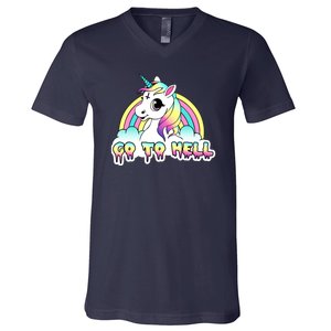 Go To Hell Pastel Goth Unicorn V-Neck T-Shirt