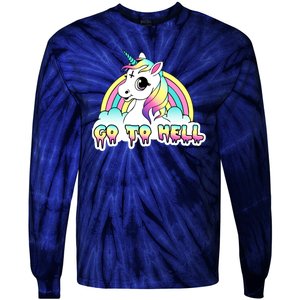 Go To Hell Pastel Goth Unicorn Tie-Dye Long Sleeve Shirt