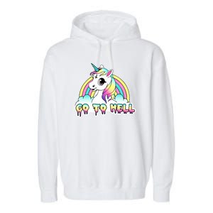 Go To Hell Pastel Goth Unicorn Garment-Dyed Fleece Hoodie