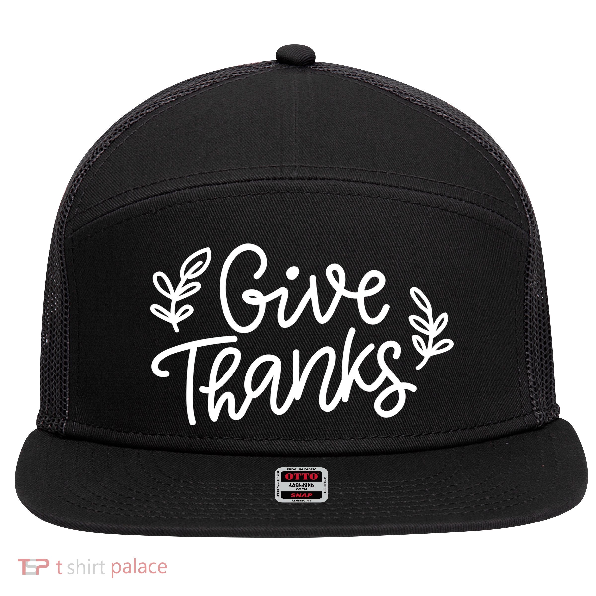 Give Thanks Holiday Thanksgiving 7 Panel Mesh Trucker Snapback Hat
