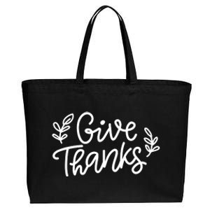 Give Thanks Holiday Thanksgiving Cotton Canvas Jumbo Tote