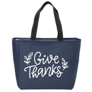 Give Thanks Holiday Thanksgiving Zip Tote Bag