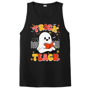 Groovy Teacher Halloween Retro Trick Or Teach Floral Ghost PosiCharge Competitor Tank