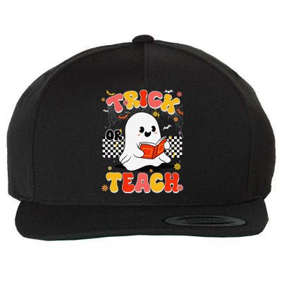 Groovy Teacher Halloween Retro Trick Or Teach Floral Ghost Wool Snapback Cap