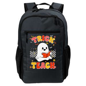 Groovy Teacher Halloween Retro Trick Or Teach Floral Ghost Daily Commute Backpack