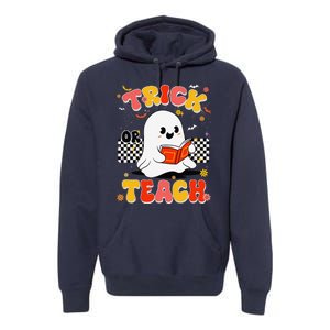 Groovy Teacher Halloween Retro Trick Or Teach Floral Ghost Premium Hoodie