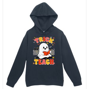 Groovy Teacher Halloween Retro Trick Or Teach Floral Ghost Urban Pullover Hoodie