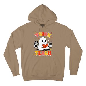 Groovy Teacher Halloween Retro Trick Or Teach Floral Ghost Hoodie