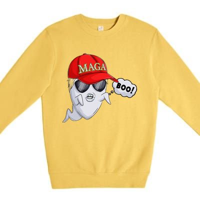 Ghost Trump Halloween Costume Maga Donald Trump Boo Gift Premium Crewneck Sweatshirt