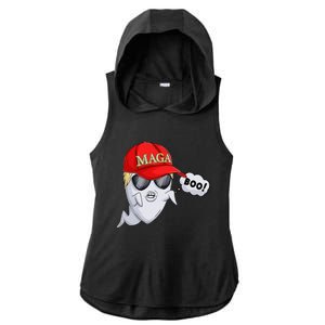 Ghost Trump Halloween Costume Maga Donald Trump Boo Gift Ladies PosiCharge Tri-Blend Wicking Draft Hoodie Tank