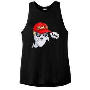 Ghost Trump Halloween Costume Maga Donald Trump Boo Gift Ladies PosiCharge Tri-Blend Wicking Tank