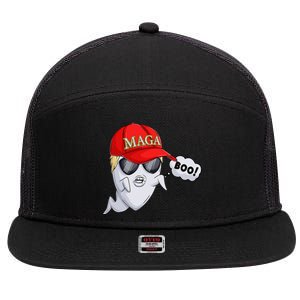 Ghost Trump Halloween Costume Maga Donald Trump Boo Gift 7 Panel Mesh Trucker Snapback Hat