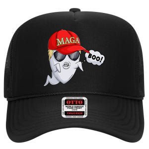 Ghost Trump Halloween Costume Maga Donald Trump Boo Gift High Crown Mesh Back Trucker Hat