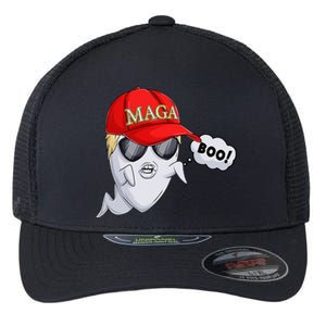 Ghost Trump Halloween Costume Maga Donald Trump Boo Gift Flexfit Unipanel Trucker Cap