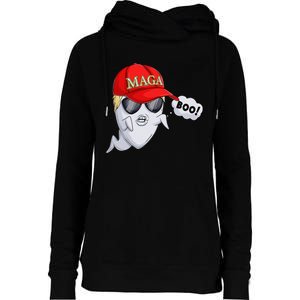 Ghost Trump Halloween Costume Maga Donald Trump Boo Gift Womens Funnel Neck Pullover Hood