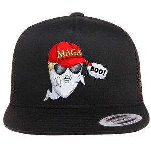 Ghost Trump Halloween Costume Maga Donald Trump Boo Gift Flat Bill Trucker Hat