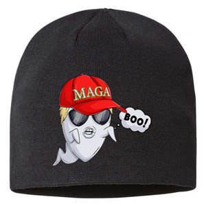 Ghost Trump Halloween Costume Maga Donald Trump Boo Gift Sustainable Beanie