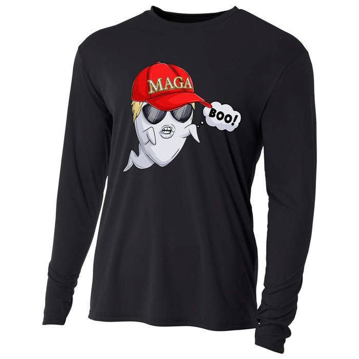 Ghost Trump Halloween Costume Maga Donald Trump Boo Gift Cooling Performance Long Sleeve Crew