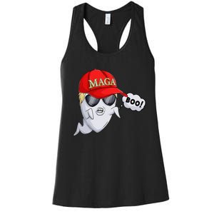 Ghost Trump Halloween Costume Maga Donald Trump Boo Gift Women's Racerback Tank