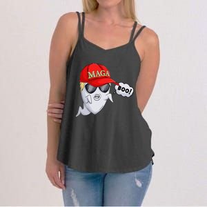 Ghost Trump Halloween Costume Maga Donald Trump Boo Gift Women's Strappy Tank