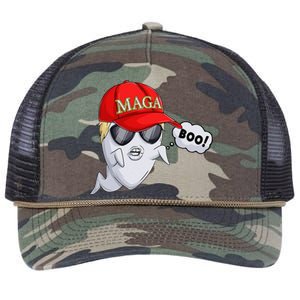 Ghost Trump Halloween Costume Maga Donald Trump Boo Gift Retro Rope Trucker Hat Cap