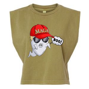 Ghost Trump Halloween Costume Maga Donald Trump Boo Gift Garment-Dyed Women's Muscle Tee