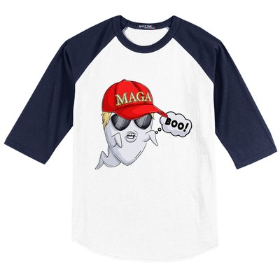 Ghost Trump Halloween Costume Maga Donald Trump Boo Gift Baseball Sleeve Shirt